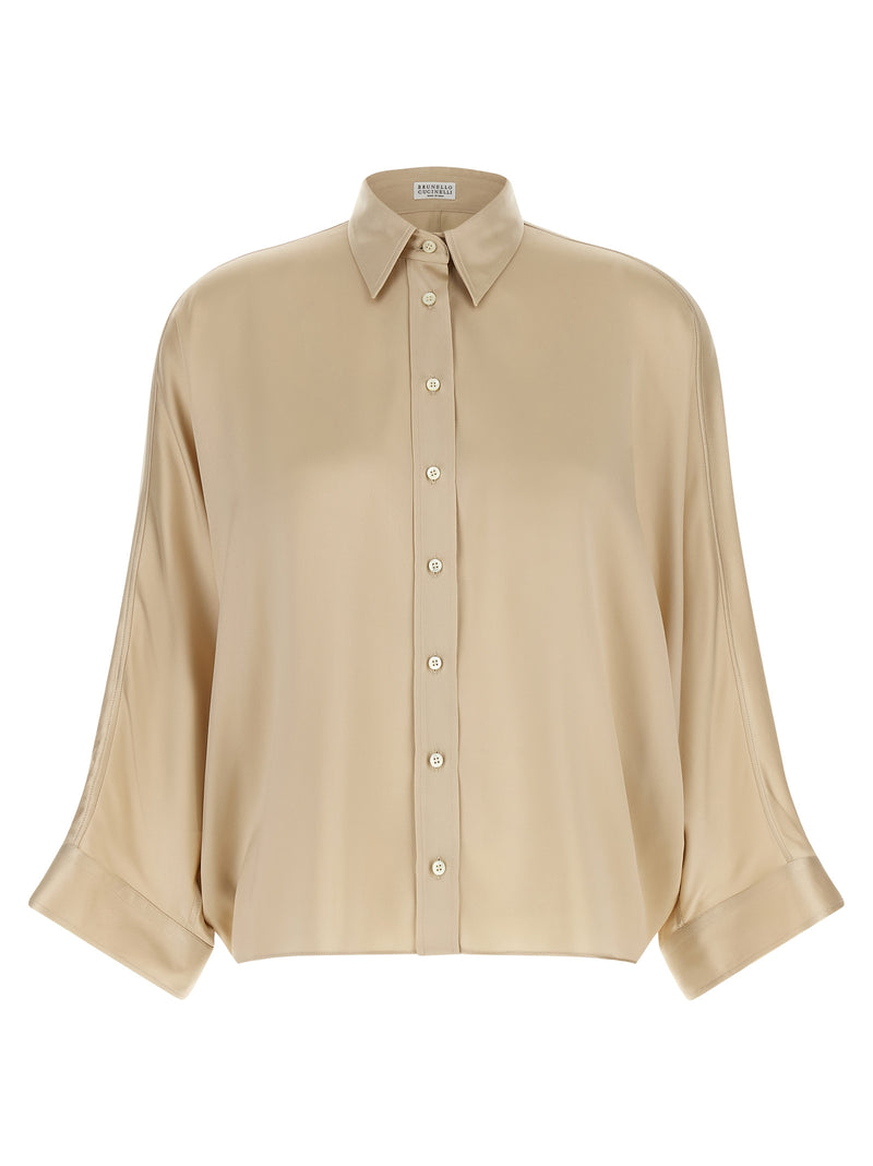 Brunello Cucinelli Beige Silk Blouse