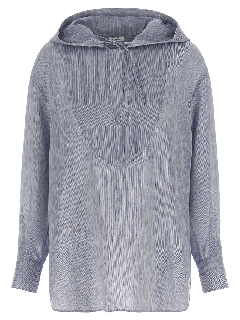 Brunello Cucinelli Blue Linen Blouse