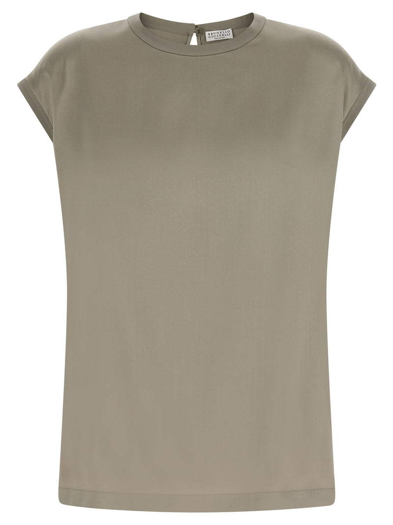 Brunello Cucinelli Bicolor Silk Blouse