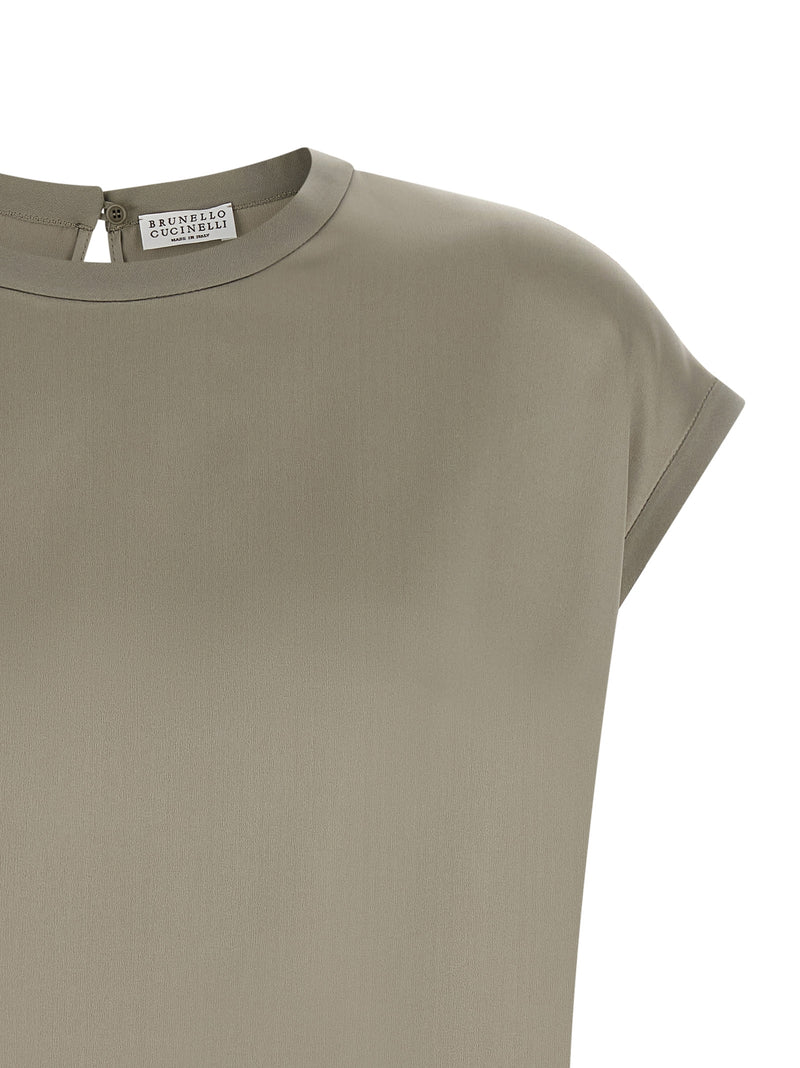 Brunello Cucinelli Bicolor Silk Blouse