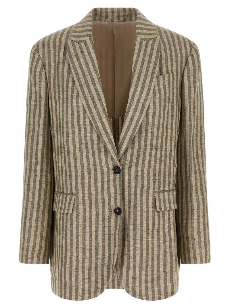 Brunello Cucinelli Bicolor Linen Blazer