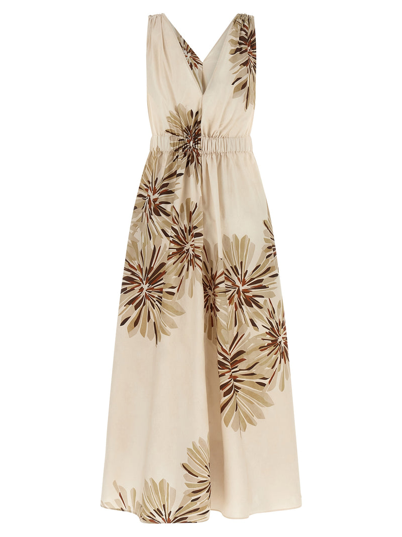 Brunello Cucinelli Beige Cotton Midi Dress