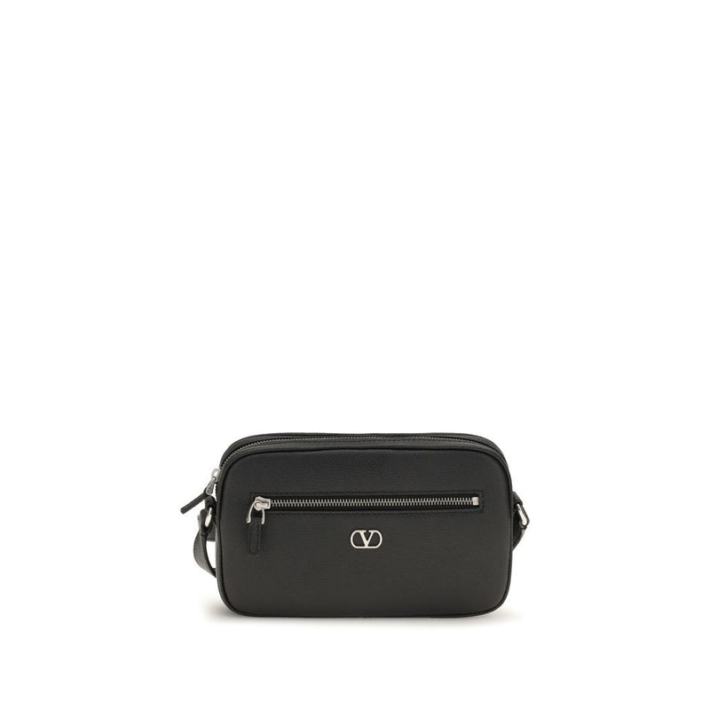 Valentino Garavani Black Calf Leather Bos Taurus Shoulder Bag