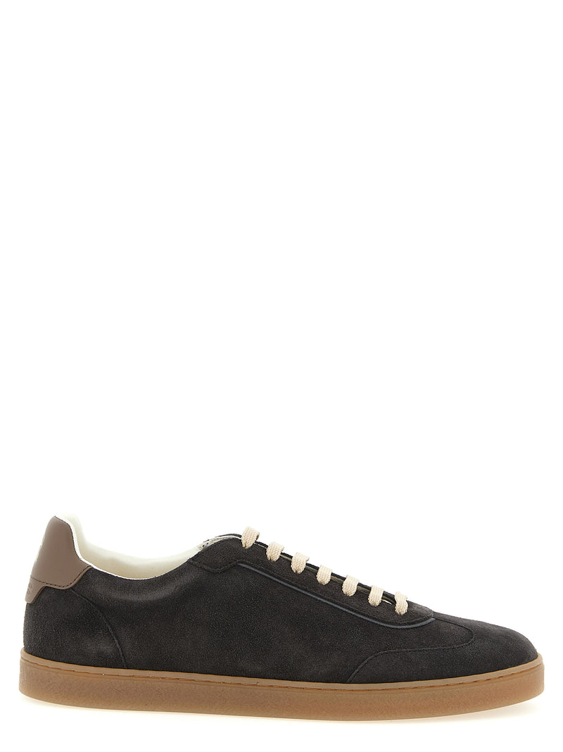 Brunello Cucinelli Gray Calfskin Low Top Sneakers