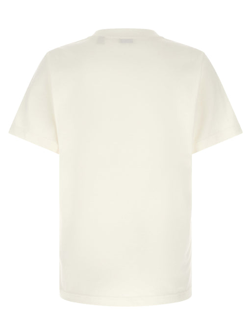 Back view of the Burberry Ryan White Cotton T-Shirt for Men with Knight Stamp Patch, a clean white 100% cotton Burberry White T-Shirt for Men with a ribbed crew neck and relaxed silhouette. Available from Urbalenti NYC, product 13879, style 79680700467, in Burberry Clothing and T-Shirts - Clothing, T-Shirts - T-Shirts - Clothing, sizes S, M, L, XL, and XXL, marked Discount_40-49, in-stock, Men, White, and New with tags.
