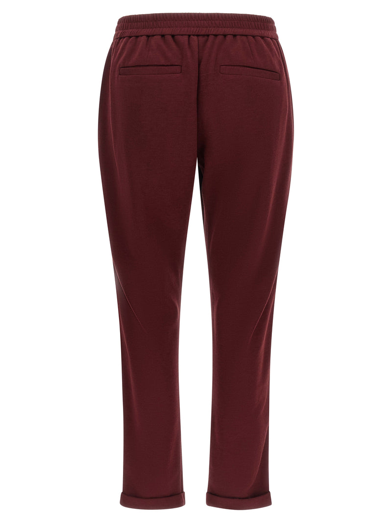 Brunello Cucinelli Bordeaux Cotton Joggers (Workout Pants)