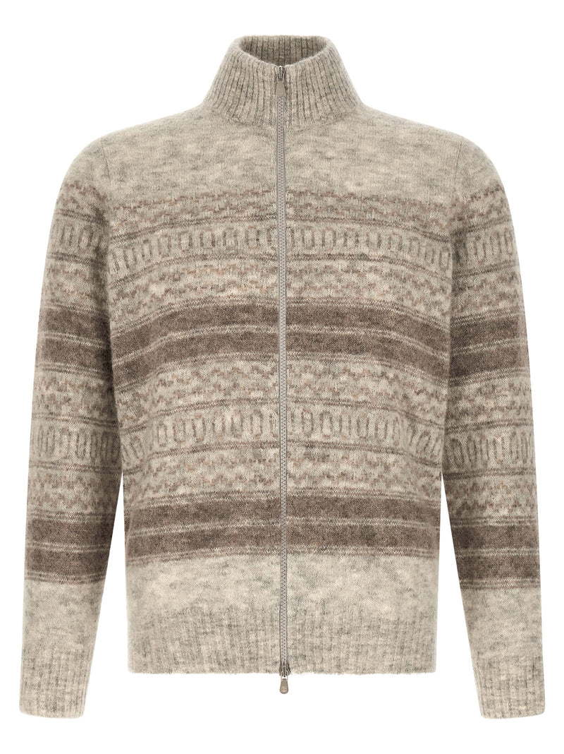 Brunello Cucinelli Beige Alpaca Leather Cardigan