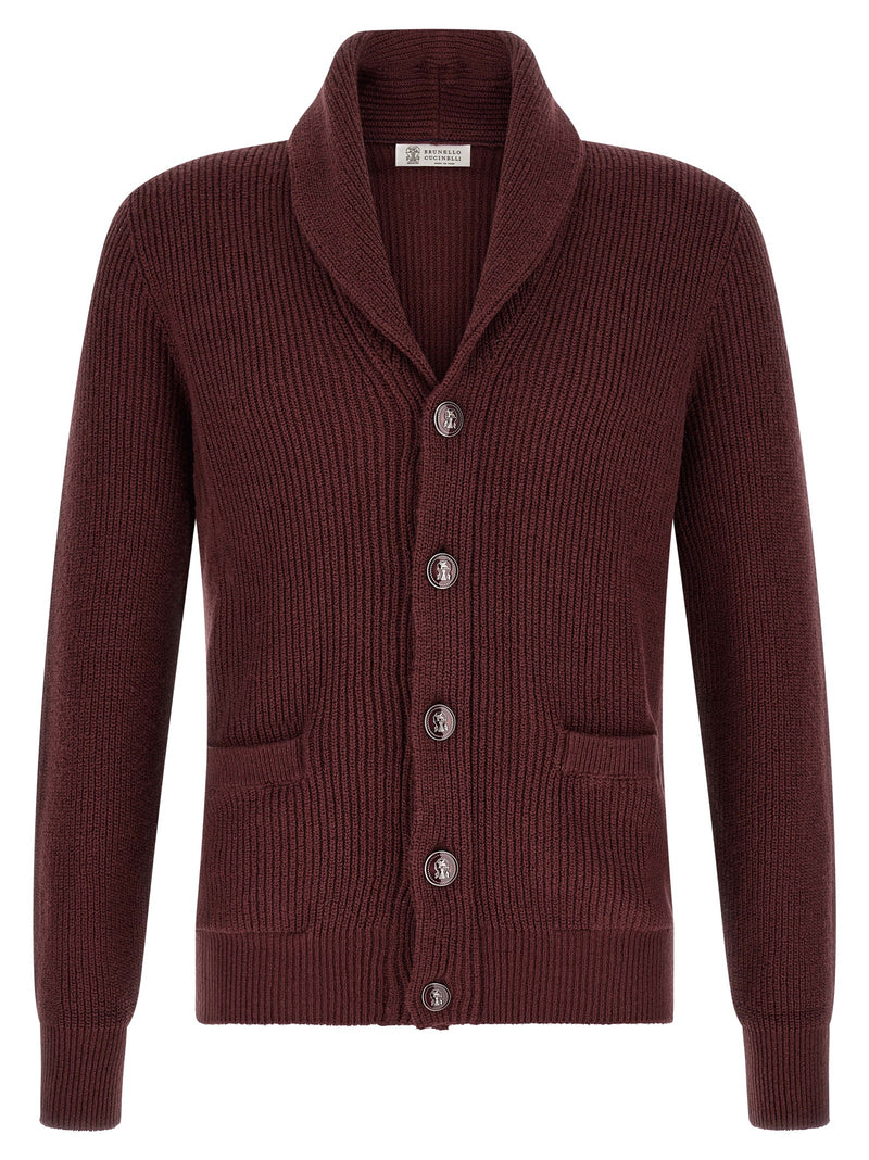 Brunello Cucinelli Bordeaux Cotton Cardigan