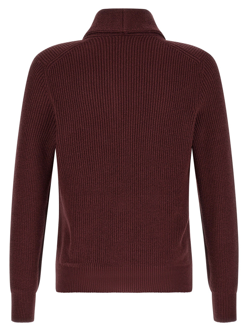 Brunello Cucinelli Bordeaux Cotton Cardigan