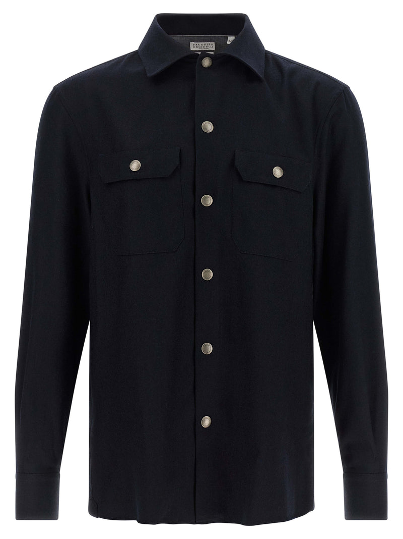 Brunello Cucinelli Blue Virgin Wool Blouse