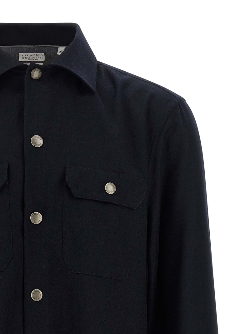 Brunello Cucinelli Blue Virgin Wool Blouse
