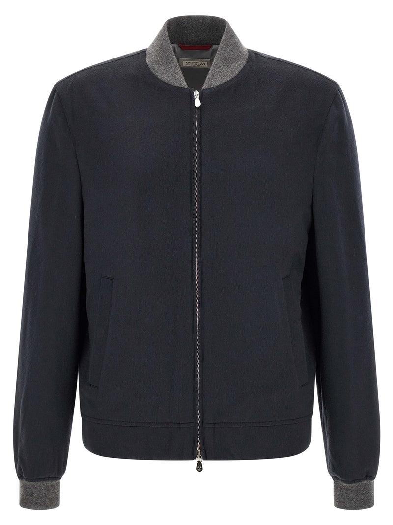 Brunello Cucinelli Blue Cashmere Bomber