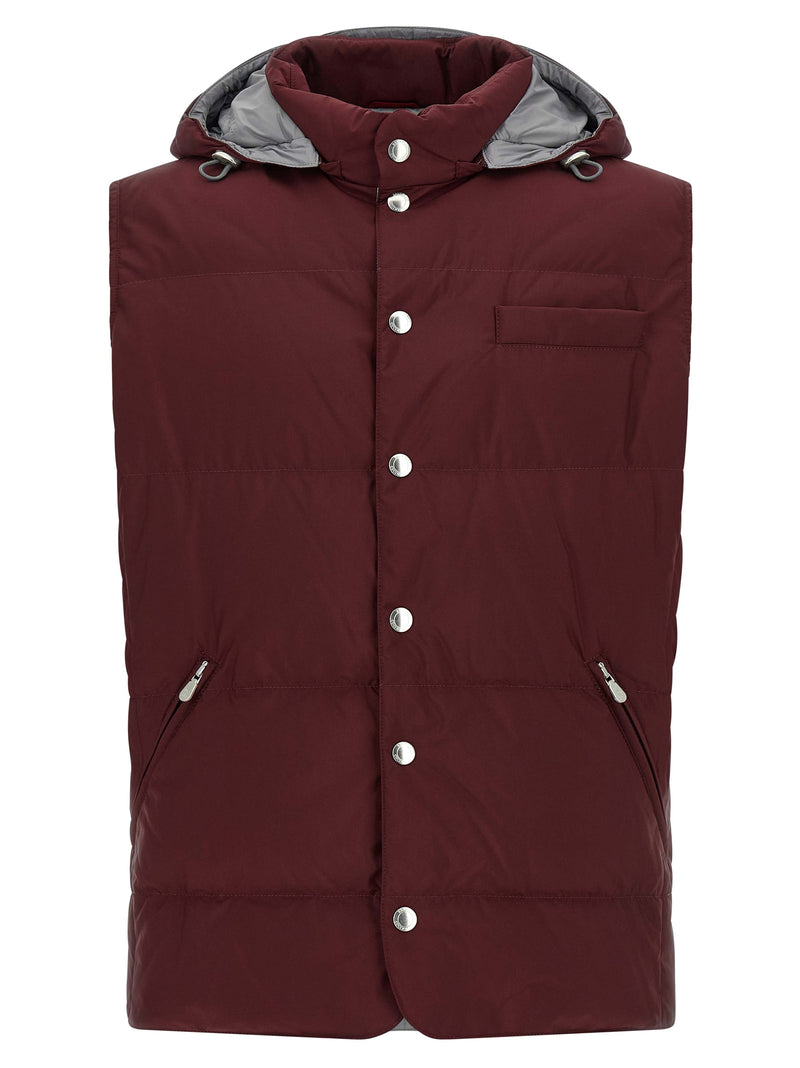 Brunello Cucinelli Bordeaux Polyester Sleeveless Jacket