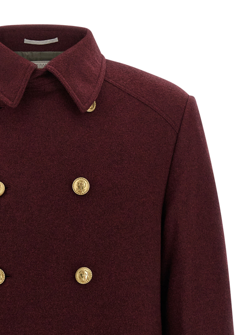 Brunello Cucinelli Bordeaux Cashmere Coat