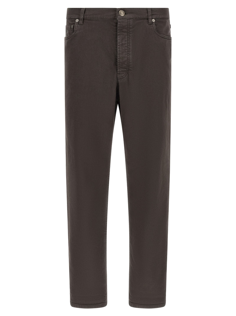 Brunello Cucinelli Brown Cotton Straight-Leg Jeans