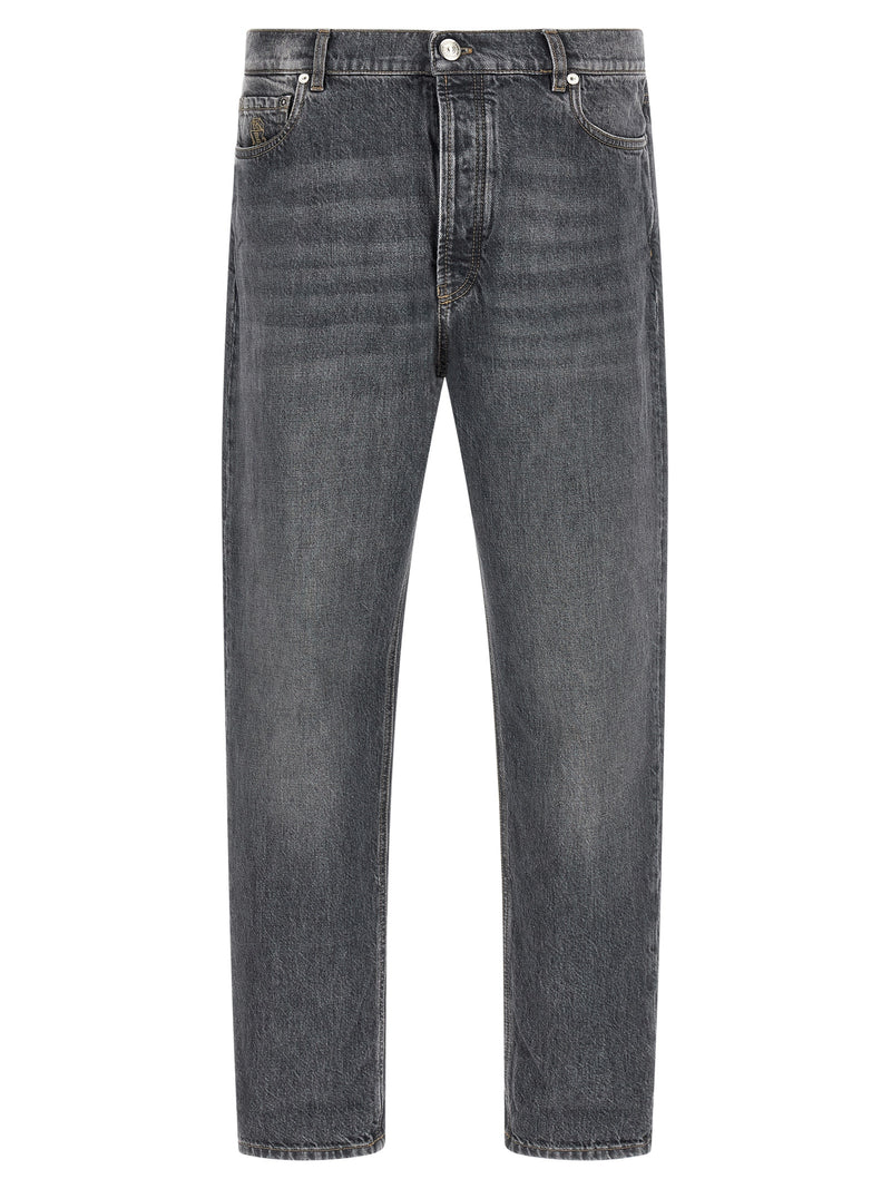 Brunello Cucinelli Gray Cotton Straight-Leg Jeans