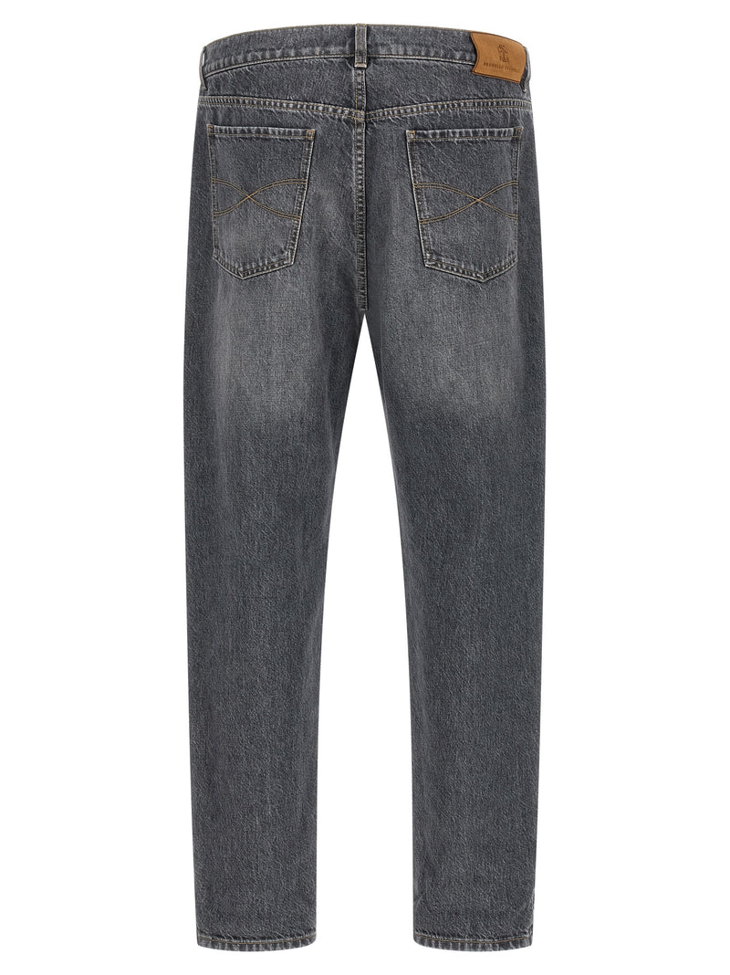 Brunello Cucinelli Gray Cotton Straight-Leg Jeans