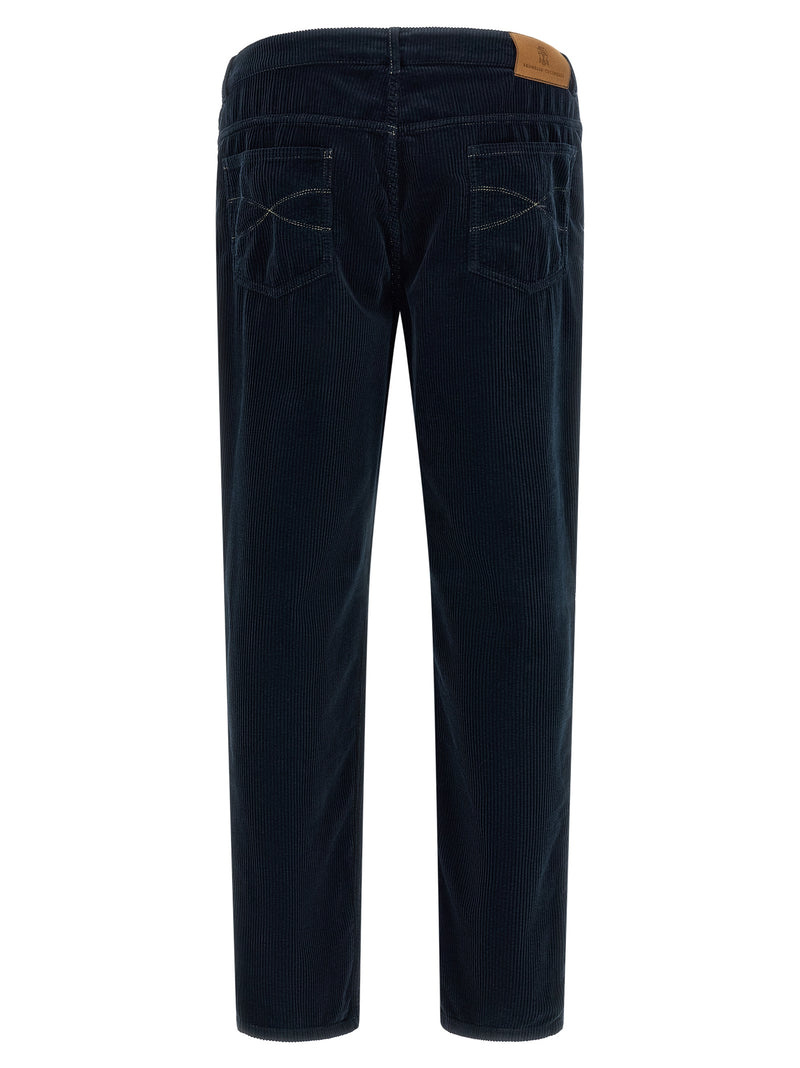 Brunello Cucinelli Blue Cotton Casual Pants