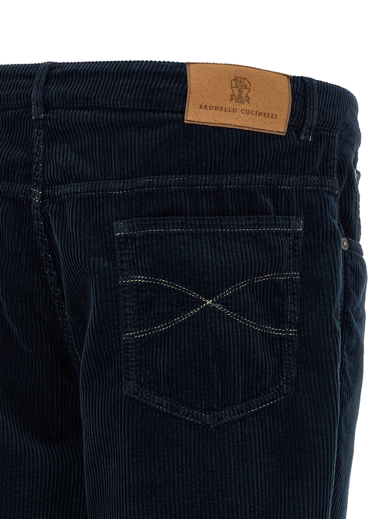 Brunello Cucinelli Blue Cotton Casual Pants
