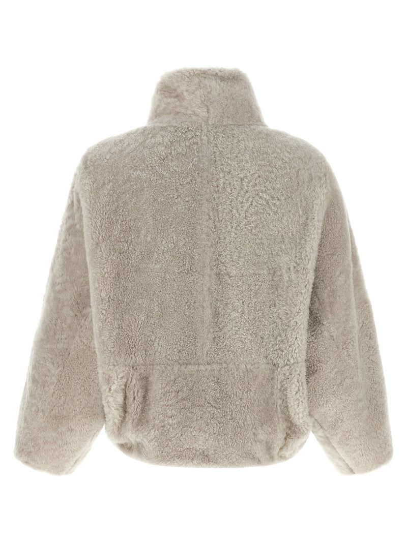 Brunello Cucinelli Beige Lamb Leather Full-Length Jacket