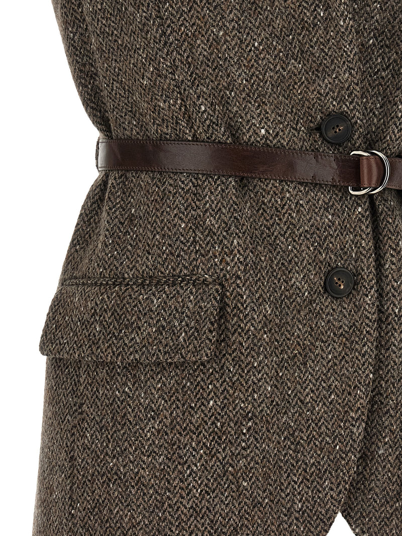 Brunello Cucinelli Brown Virgin Wool Sleeveless Jacket