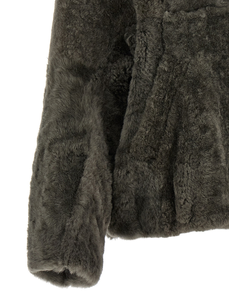 Brunello Cucinelli Gray Lamb Leather Full-Length Jacket