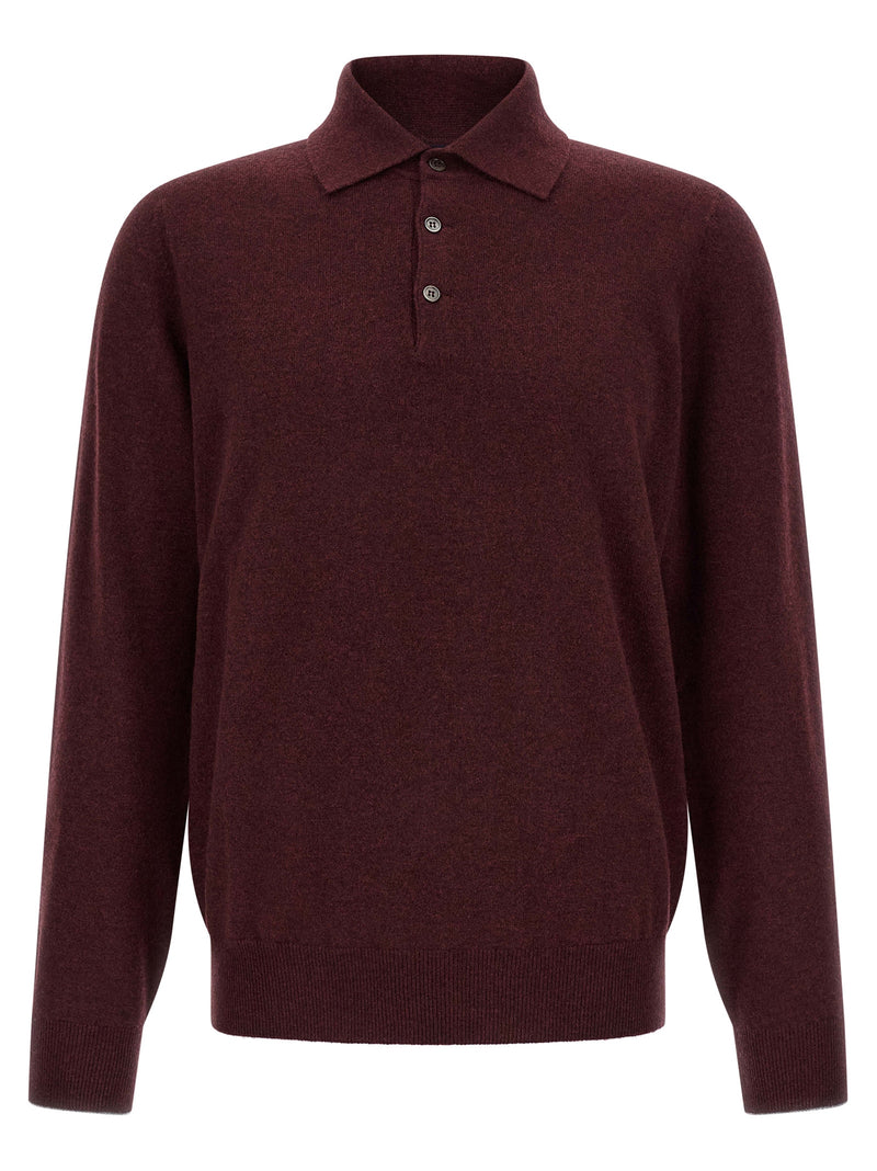 Brunello Cucinelli Bordeaux Cashmere Polo Shirt