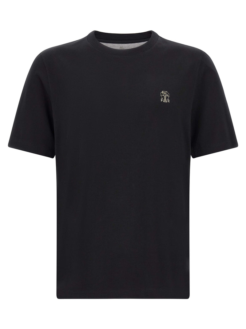 Brunello Cucinelli Black Cotton T-Shirt