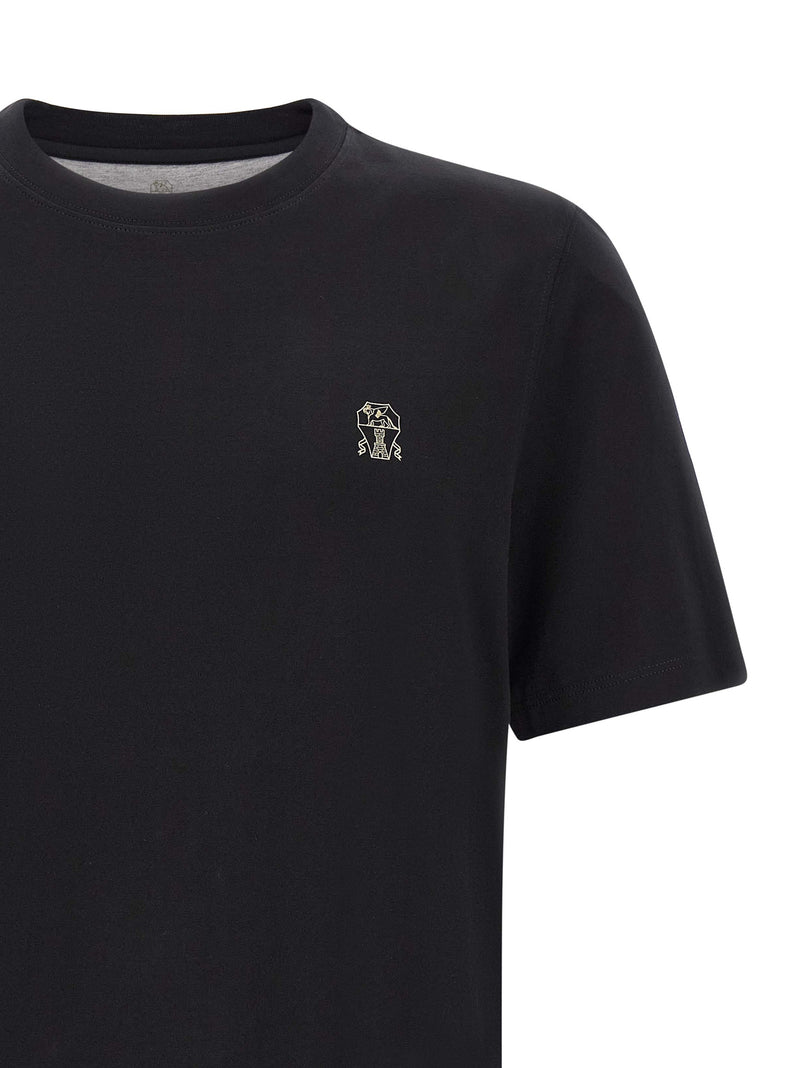 Brunello Cucinelli Black Cotton T-Shirt