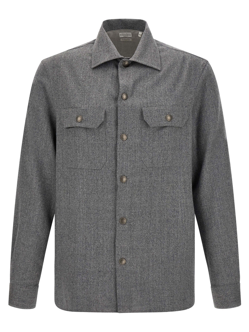 Brunello Cucinelli Gray Virgin Wool Blouse