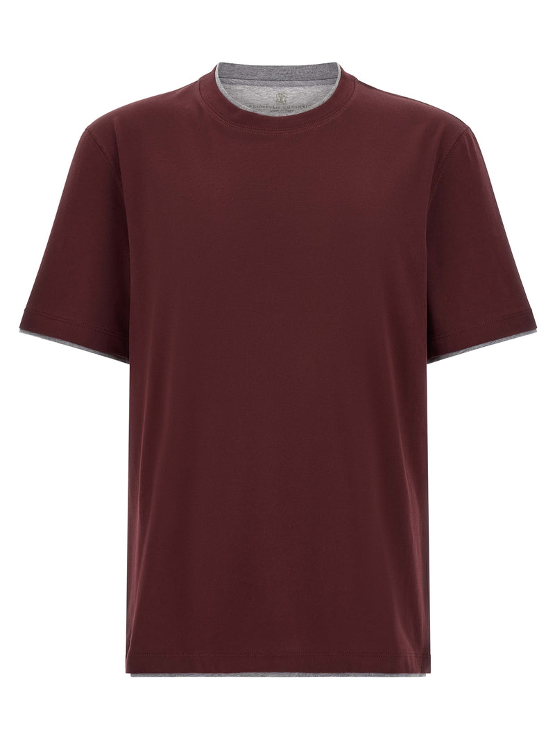 Brunello Cucinelli Bordeaux Cotton T-Shirt