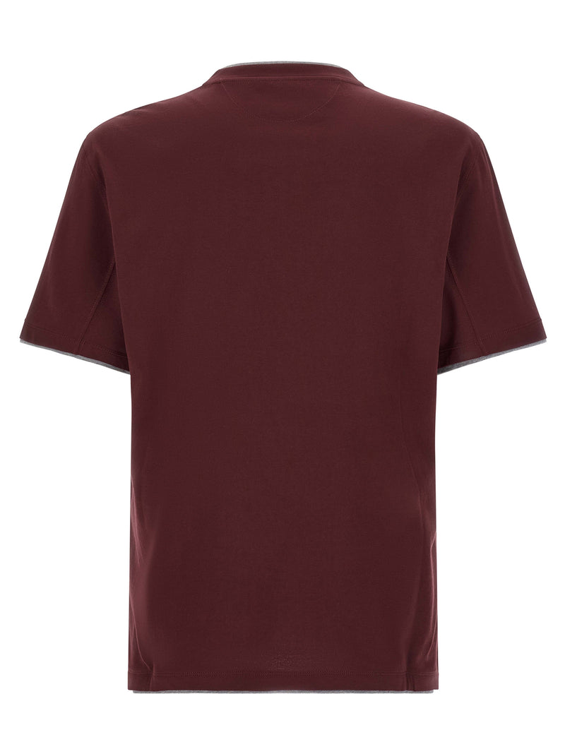 Brunello Cucinelli Bordeaux Cotton T-Shirt
