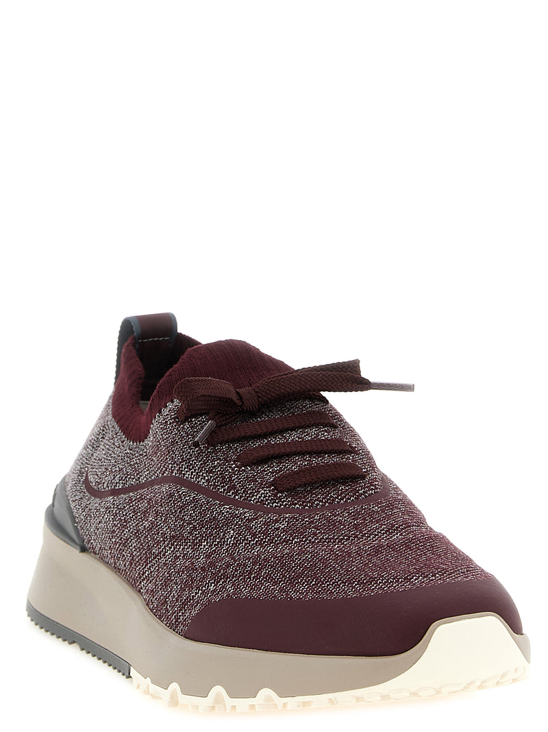 Brunello Cucinelli Bordeaux Cotton Athletic Sneakers