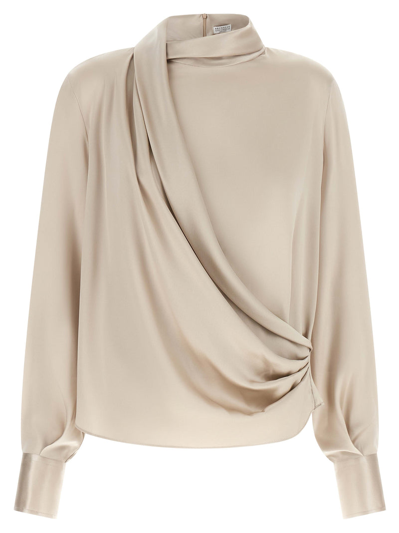 Brunello Cucinelli Beige Silk Blouse