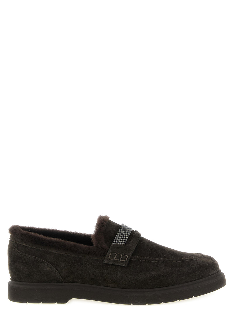 Brunello Cucinelli Brown Calfskin Slip-On Loafers