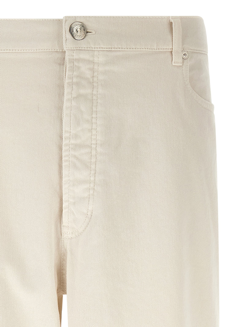 Brunello Cucinelli White Cotton Relaxed Fit Jeans