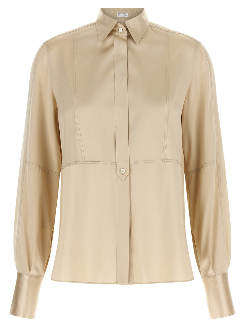 Brunello Cucinelli Beige Silk Blouse