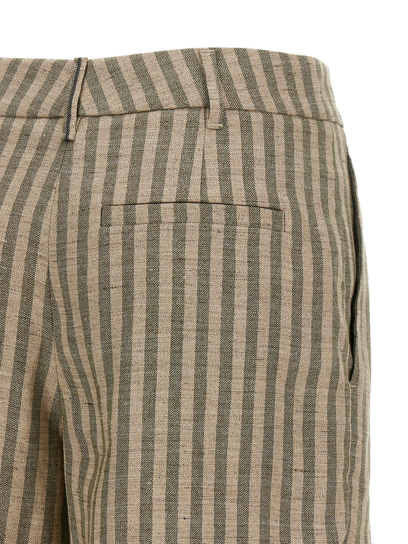 Brunello Cucinelli Bicolor Linen Bermuda Shorts