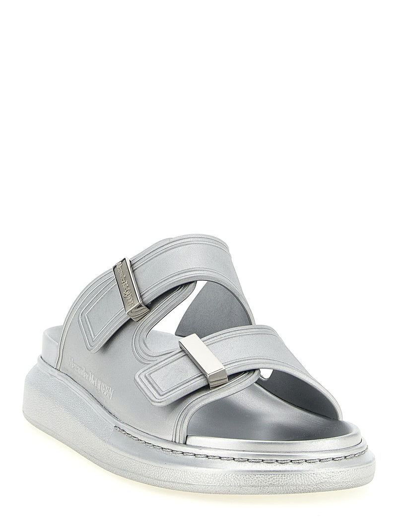 Alexander McQueen Silver Rubber Slides