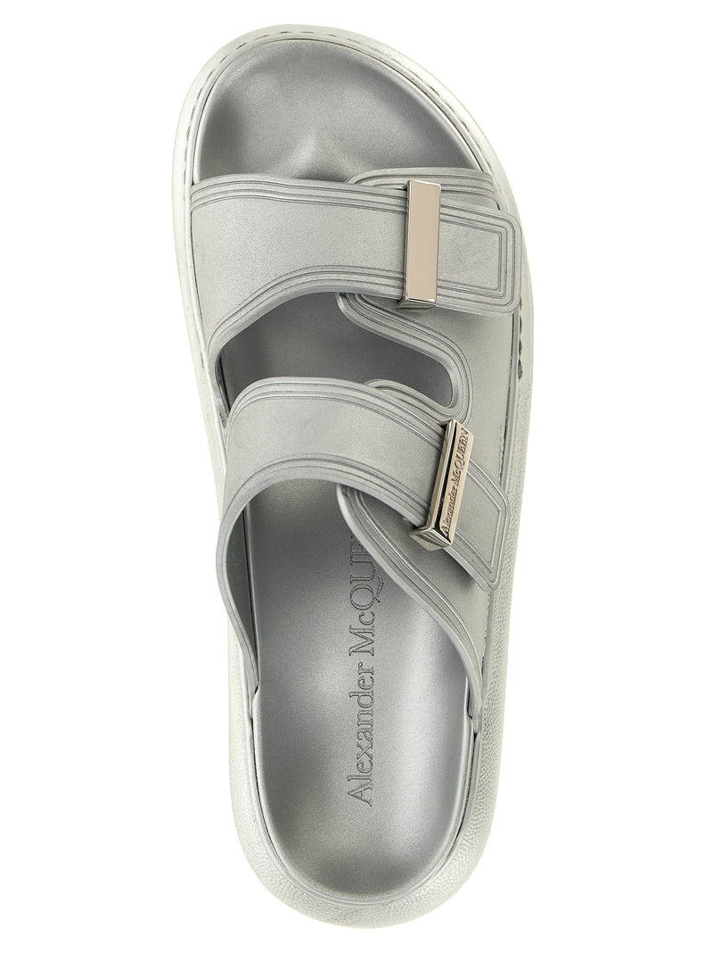 Alexander McQueen Silver Rubber Slides