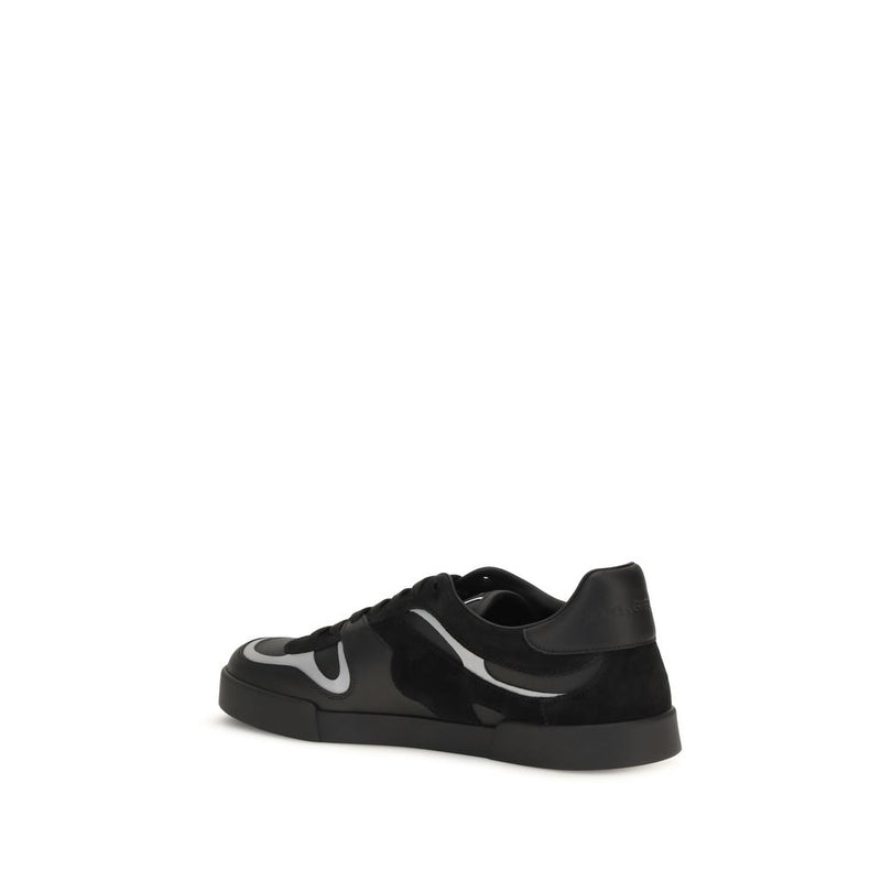 Dolce & Gabbana Black Calf Leather Bos Taurus Sneakers