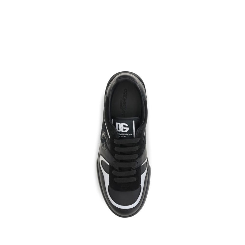 Dolce & Gabbana Black Calf Leather Bos Taurus Sneakers