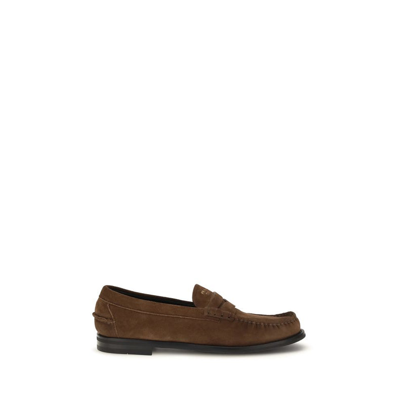 Prada Brown Suede Leather Slip-On Loafers