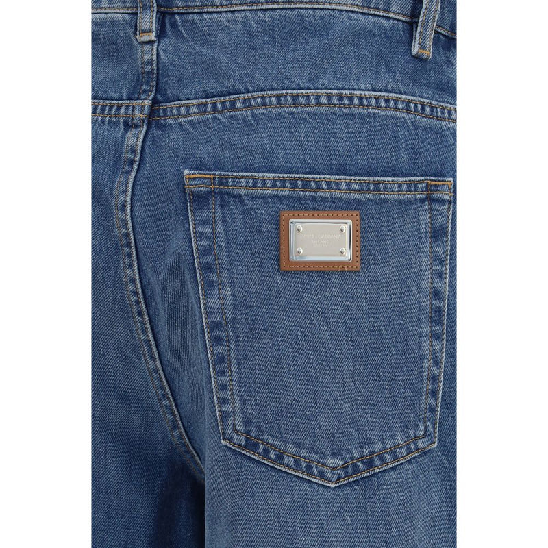 Dolce & Gabbana Blue Cotton Straight-Leg Jeans