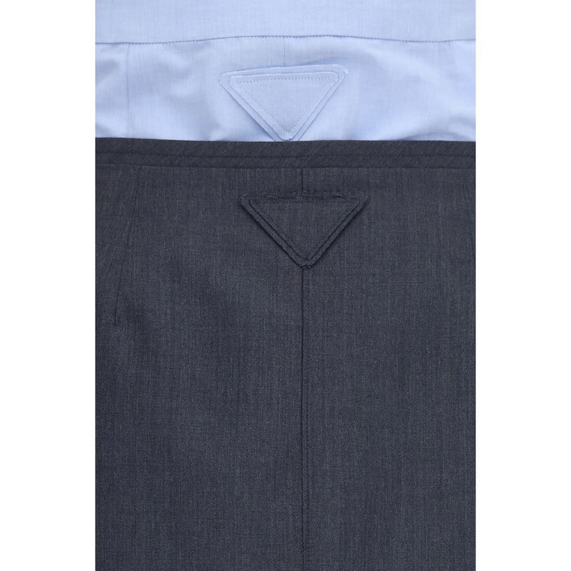 Prada Gray Cotton Midi Skirt