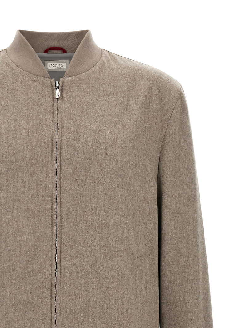 Brunello Cucinelli Gray Cashmere Bomber