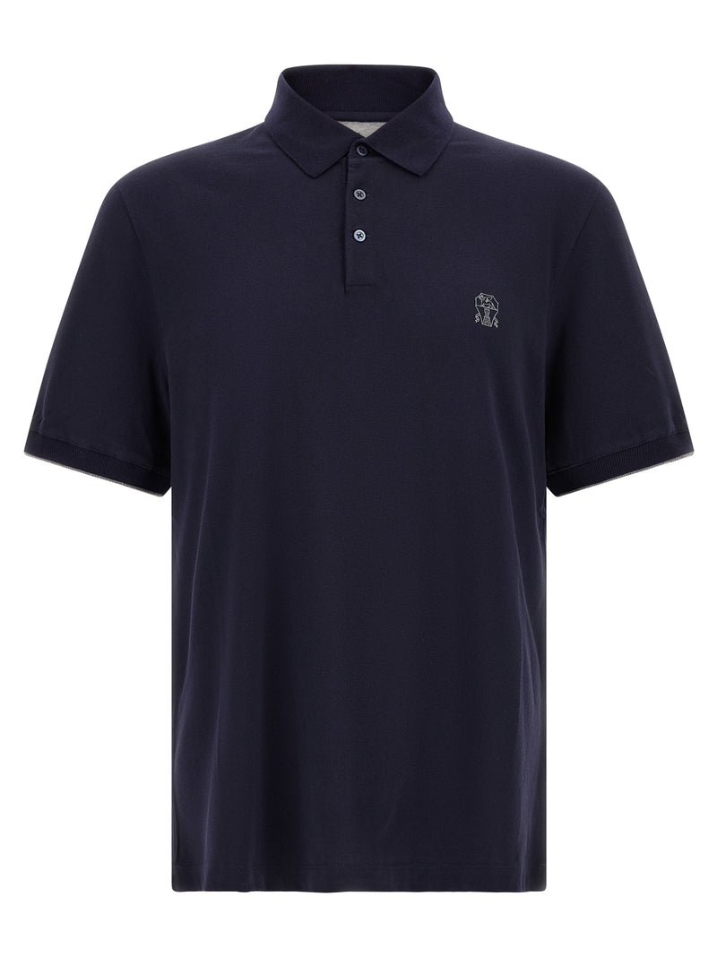 Brunello Cucinelli Blue Cotton Polo Shirt
