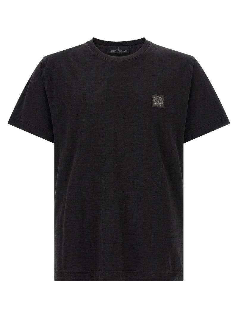 Camiseta de algodão Stone Island preta para homens