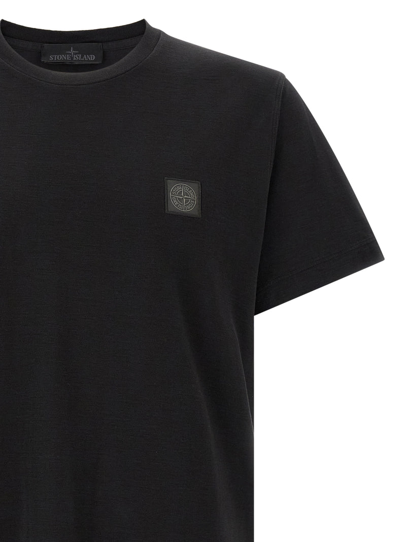 Camiseta de algodão Stone Island preta para homens