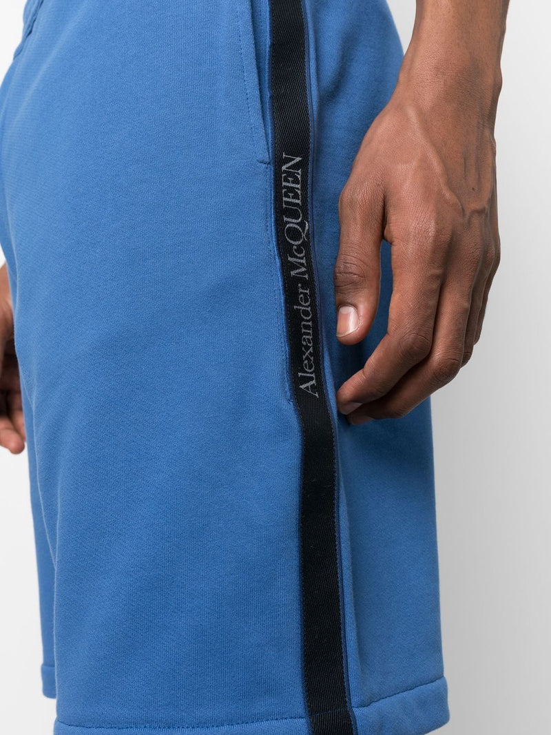 Alexander McQueen logo-tape jersey shorts | Urbalenti™ NYC